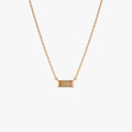 14k Solid Gold Citrine Baguette Birthstone Necklace 0.40 Carat