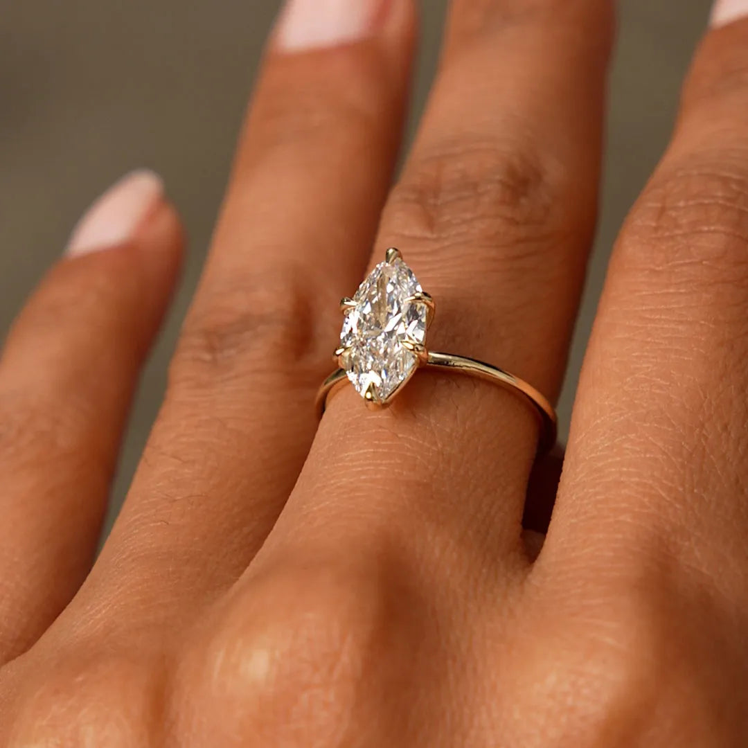 14k Gold 2.10 Ctw Marquise Lab Grown Diamond Hidden Halo Engagement Ring