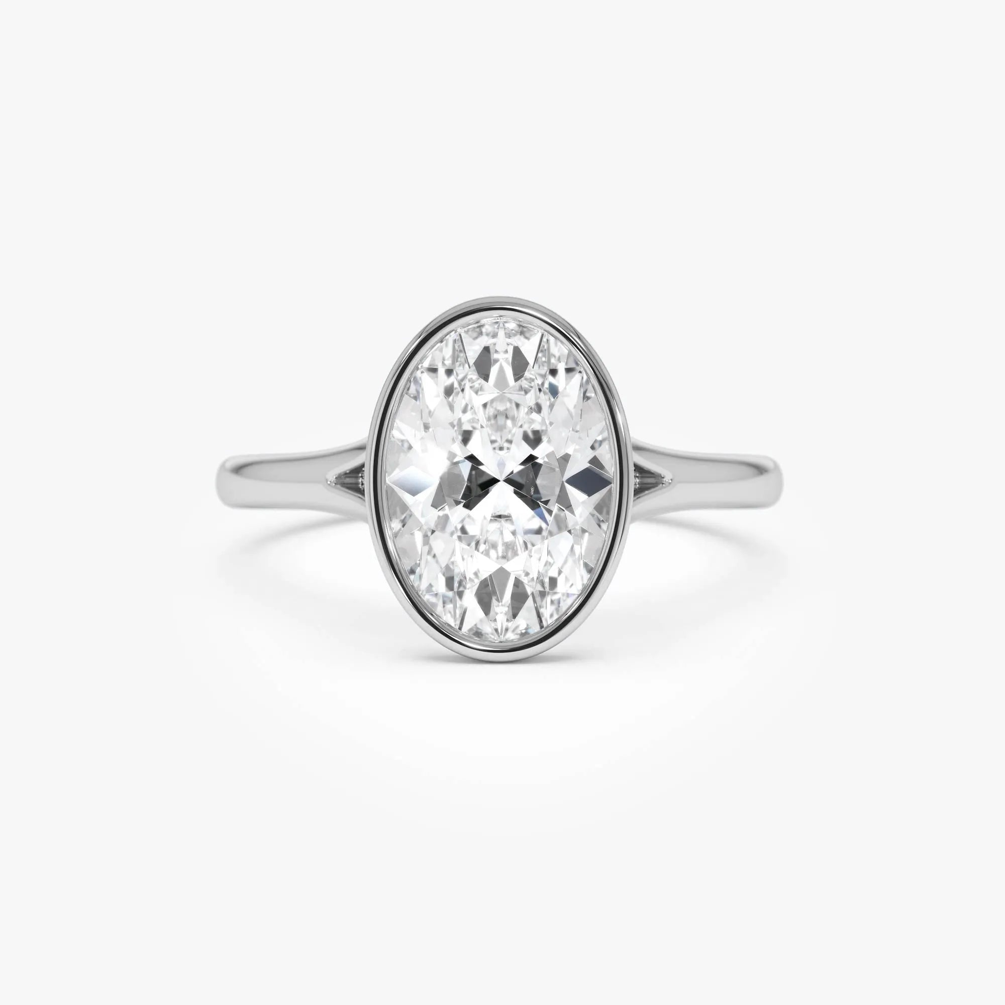 14k Gold 2.00 Carat Lab Grown Diamond Oval Engagement Ring Minimalist Bezel Setting Marcella