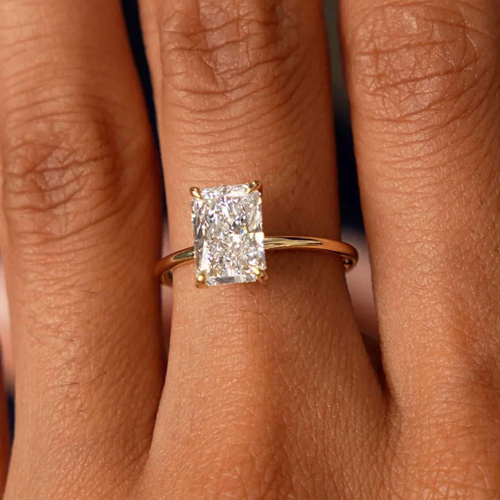 14k Gold Lab Grown Diamond 2.00 Carat Radiant Cut Prong Setting Engagement Ring Corinne
