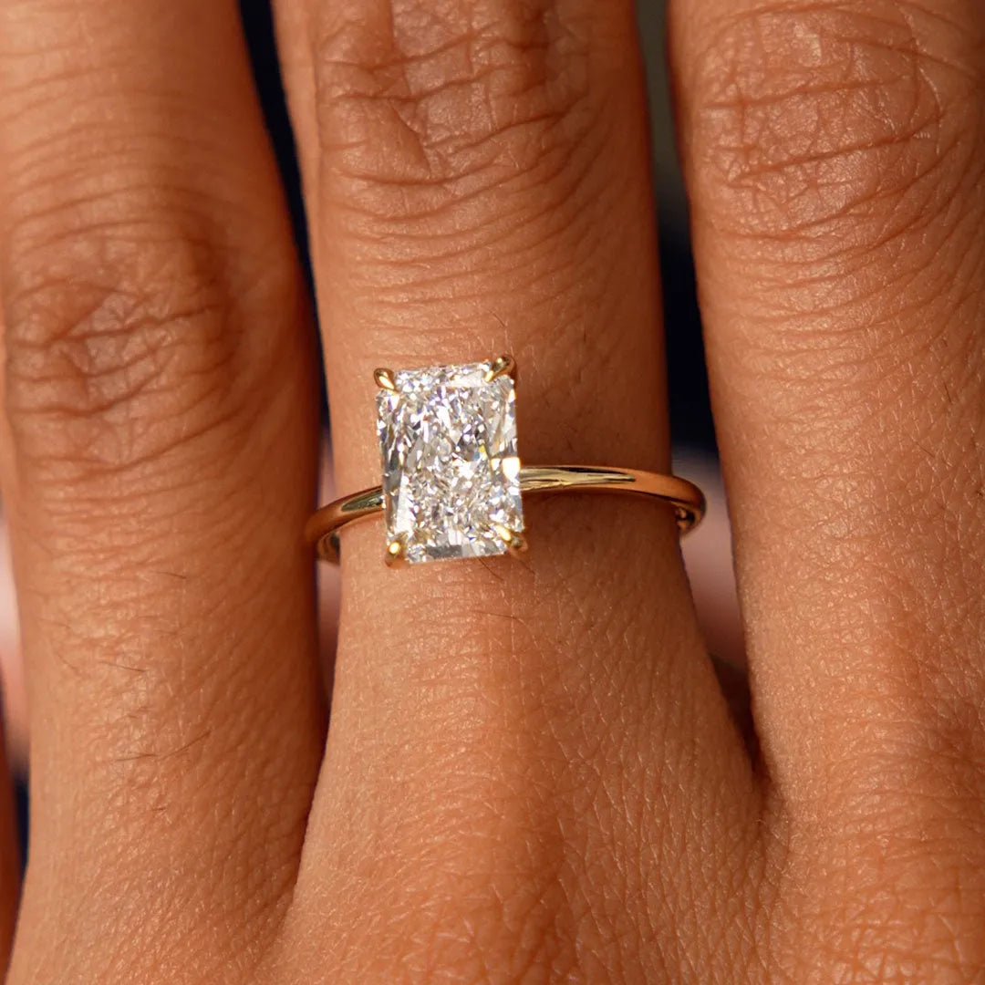 14k Gold Lab Grown Diamond 2.00 Carat Radiant Cut Prong Setting Engagement Ring Corinne