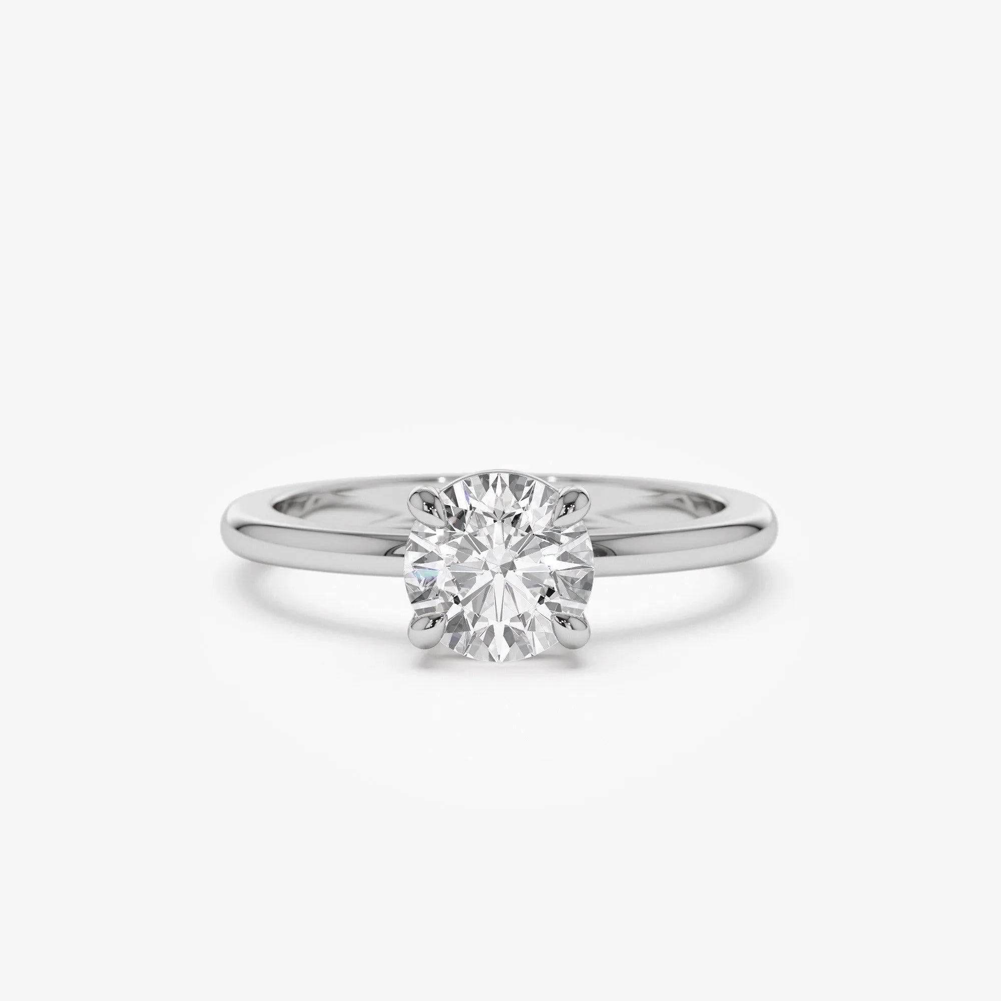 14K Gold 1.00 Carat Round Lab Grown Diamond 4 Prong Basket Setting Engagement Ring