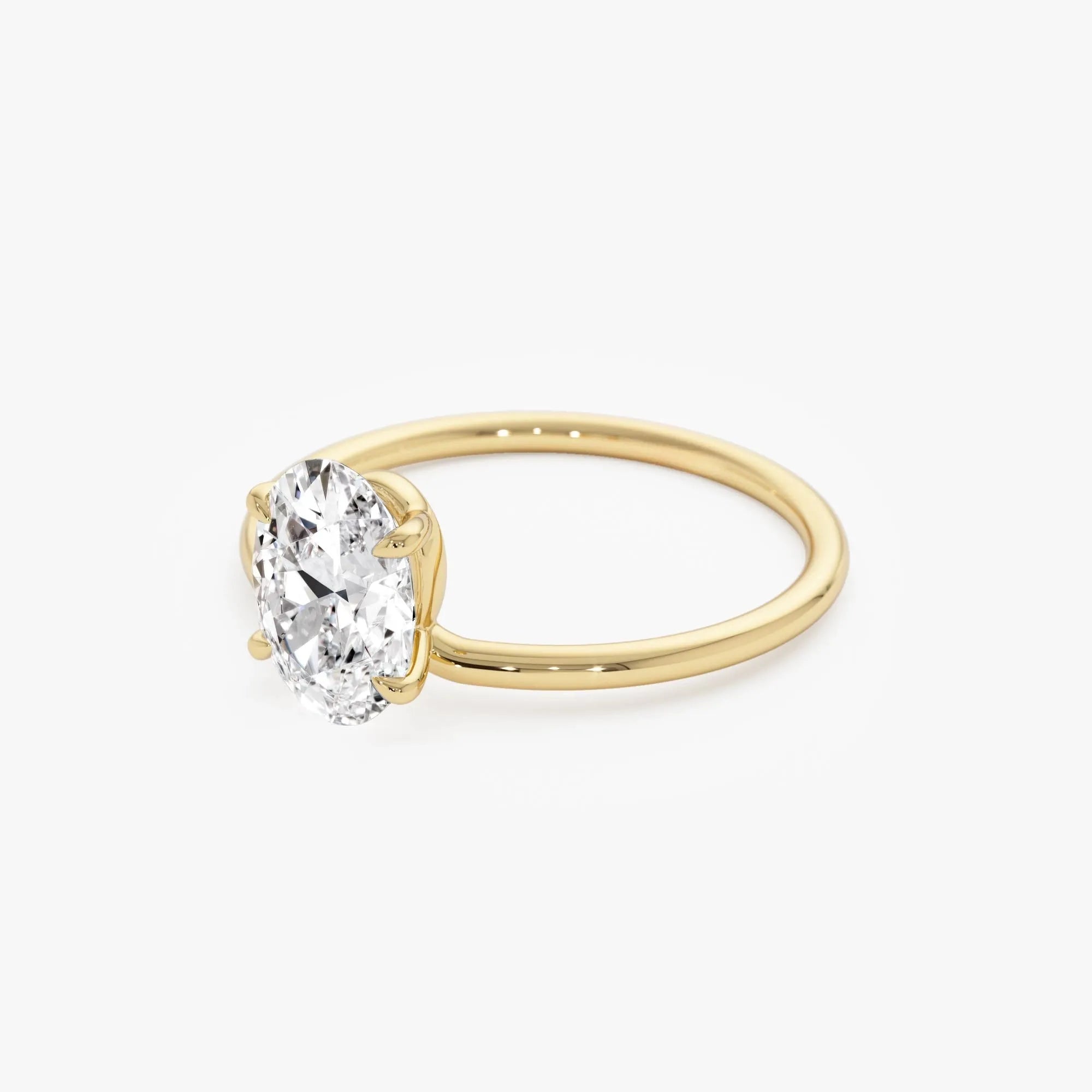 14k Gold 1.00 Carat Lab Grown Diamond Oval Elevated Basket Solitaire Ring