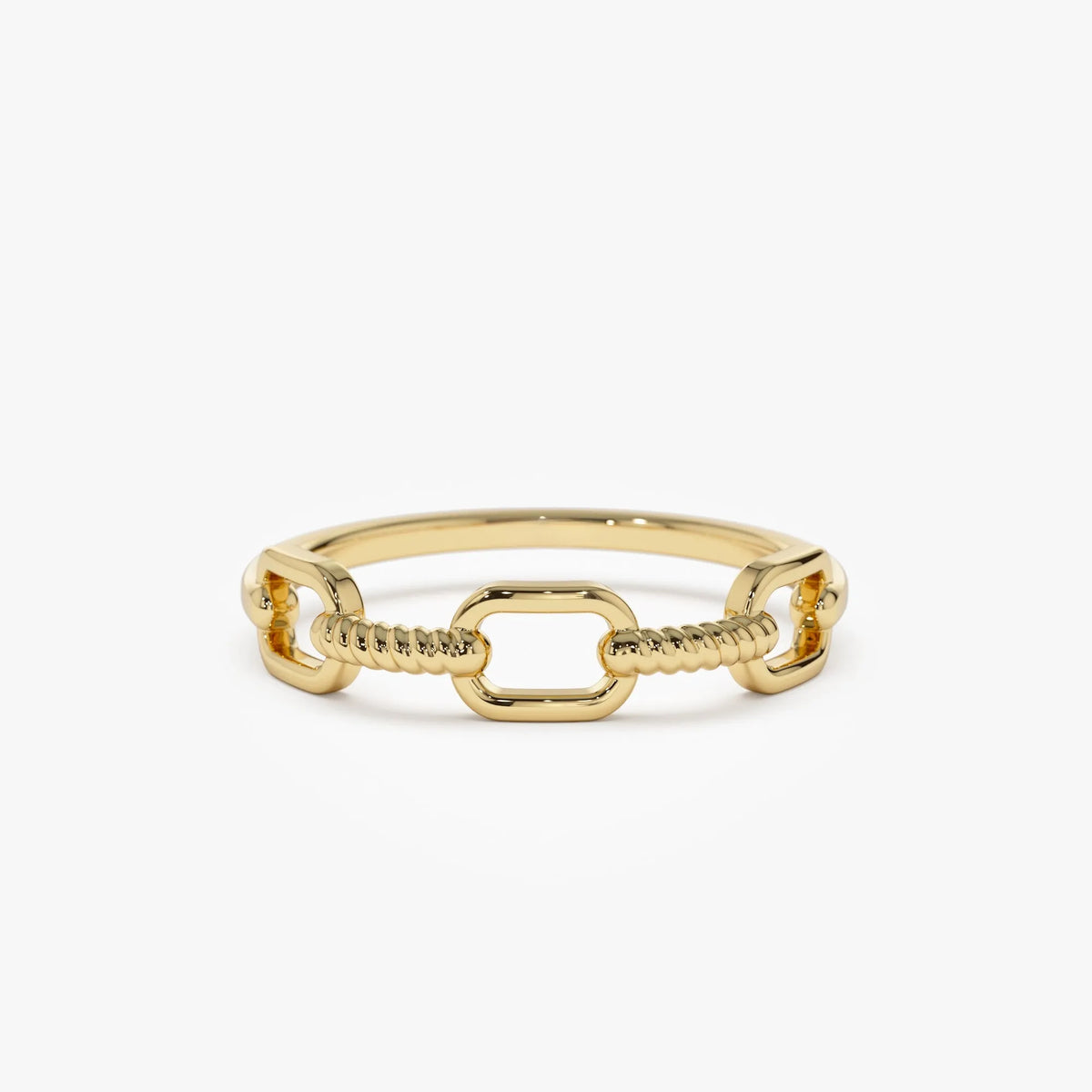 14k Solid Gold Twisted Rope Textured Band Ring