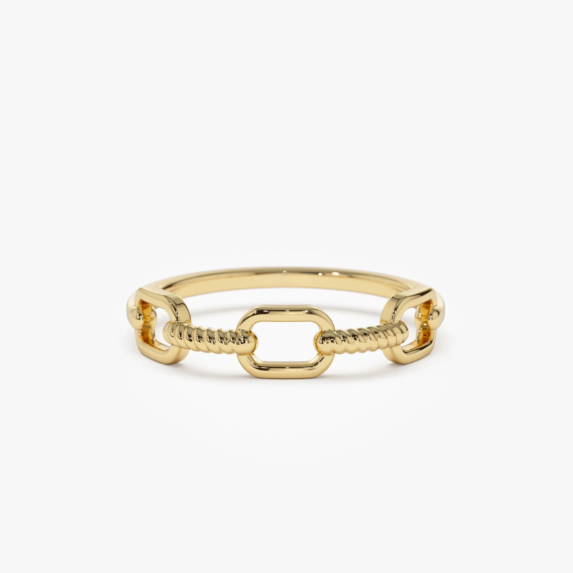 14k Solid Gold Twisted Rope Textured Band Ring