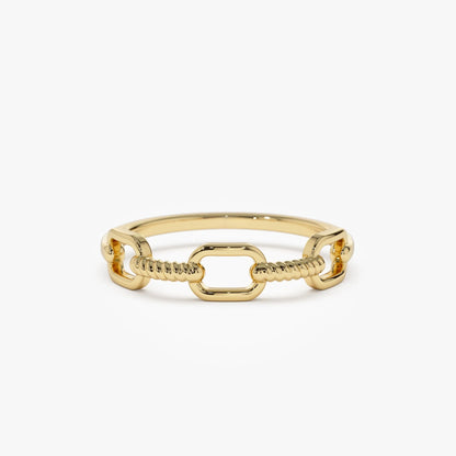 14k Solid Gold Twisted Rope Textured Band Ring
