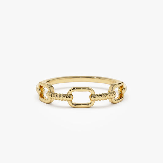 14k Solid Gold Twisted Rope Textured Band Ring