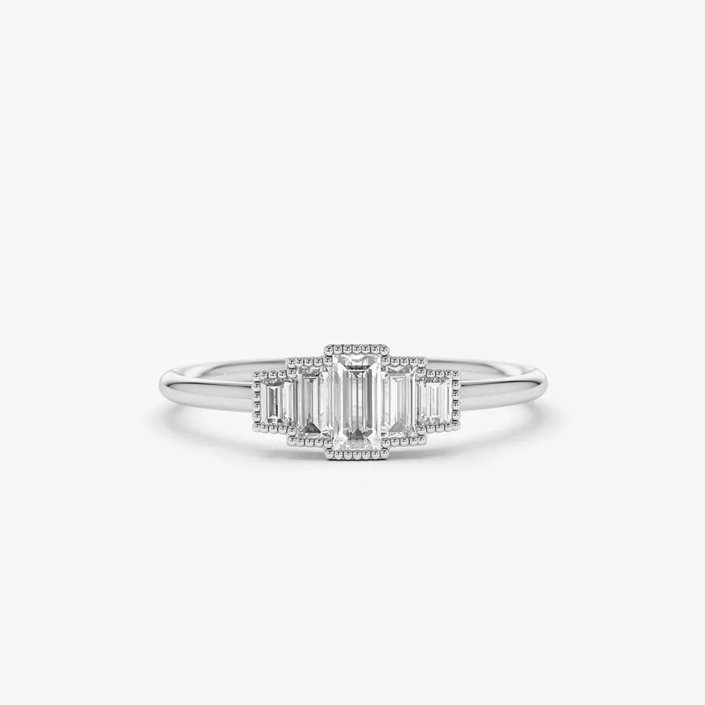 14K Gold Step Cut Baguette Diamond Channel Set Ring 0.38 Ctw