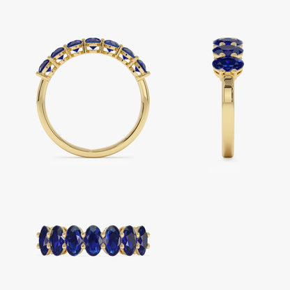 14k Gold Sapphire Oval Cut Basket Setting Ring 3.15 ctw