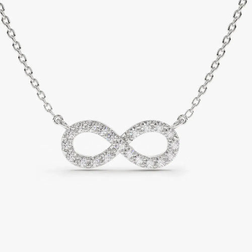 14K Gold 0.15ctw Round Diamond Micro-Pave Infinity Pendant Necklace
