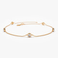 14K Solid Gold Round Diamond 5 Stone by the Yard Bracelet Bezel Setting 0.50 Carat