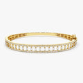 14K Solid Gold 1.33 CTW Baguette and Round Diamond Bangle