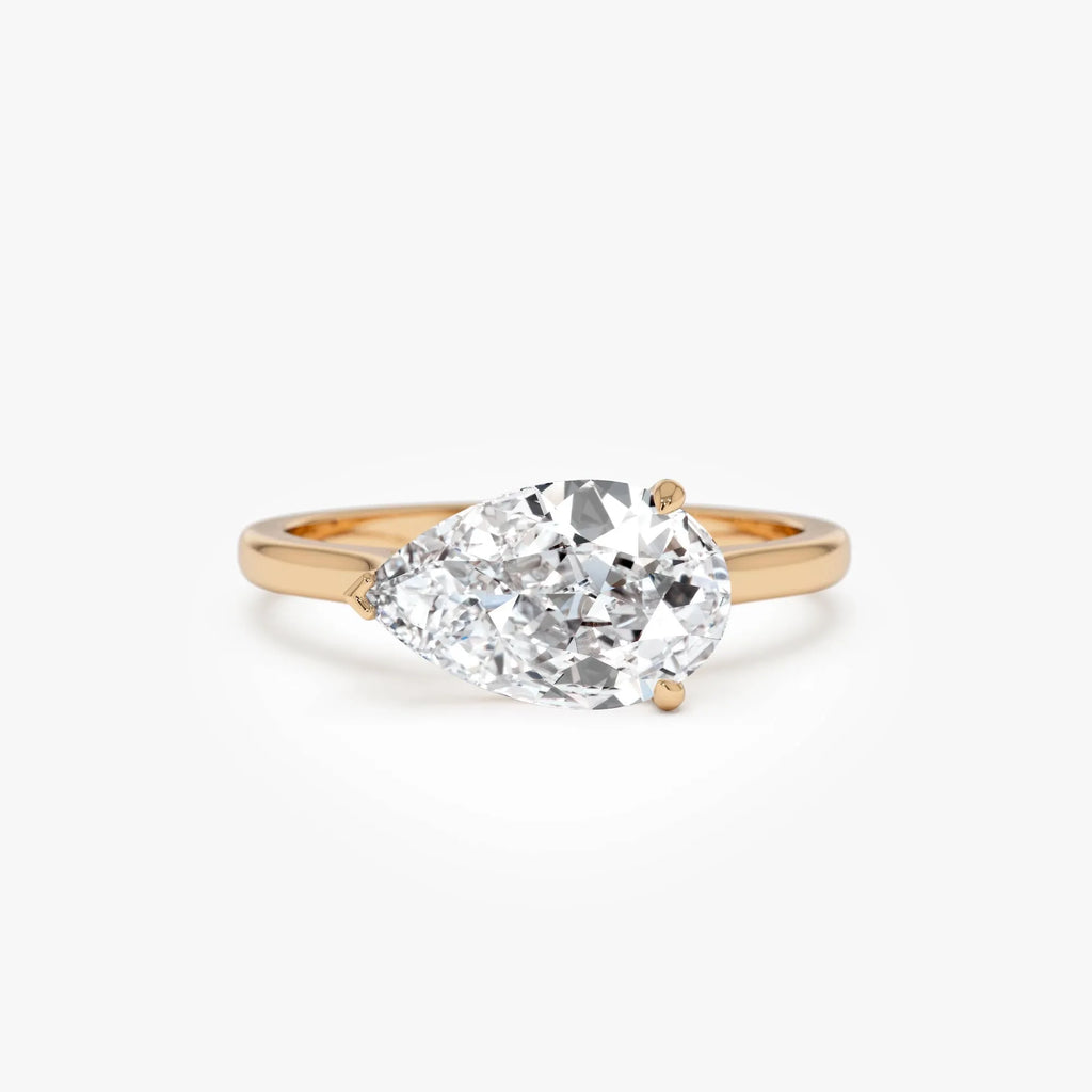 14k Gold 1 Carat Pear Lab Grown Diamond East-West Set Ring Daria