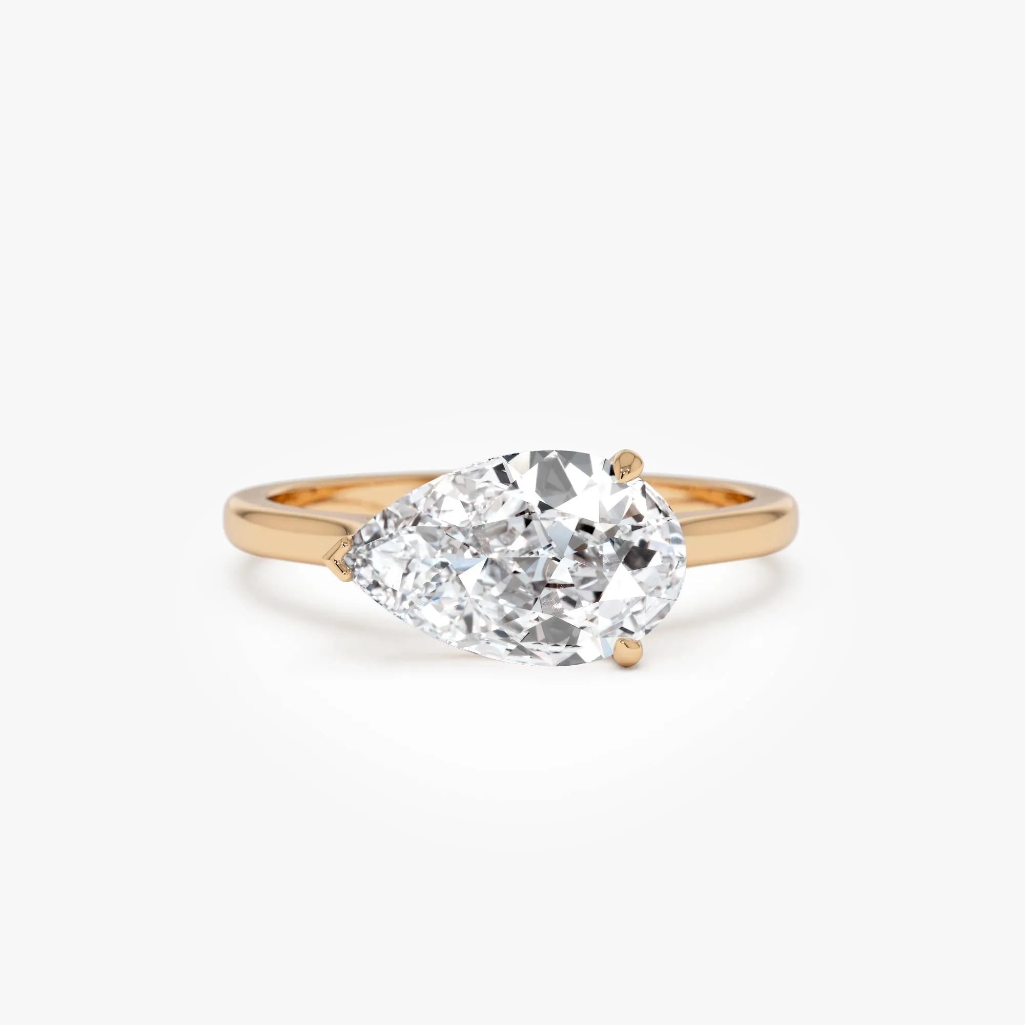 14k Gold 1 Carat Pear Lab Grown Diamond East-West Set Ring Daria
