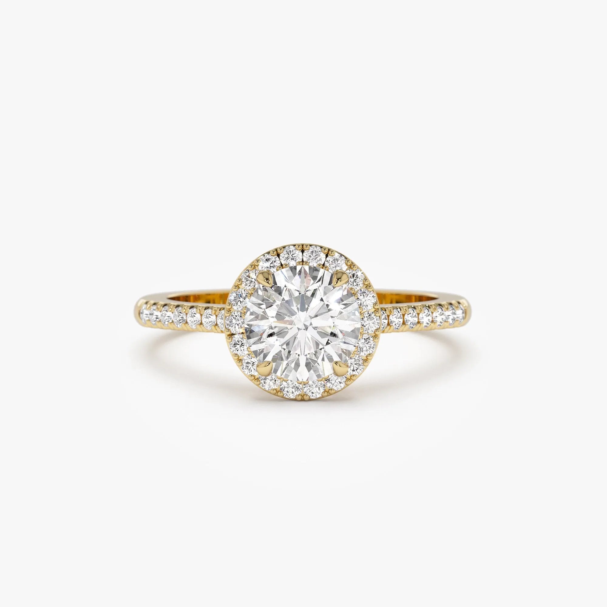 14K Gold 1.25 ctw Lab Grown Diamond Round Brilliant Aria Halo Engagement Ring