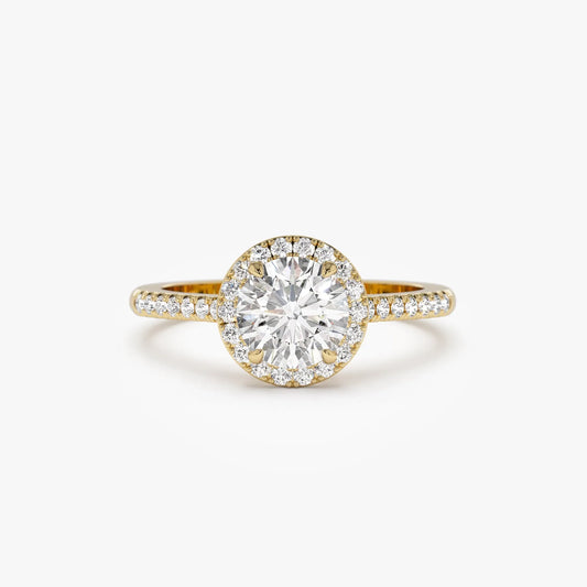 14K Gold 1.25 ctw Lab Grown Diamond Round Brilliant Aria Halo Engagement Ring
