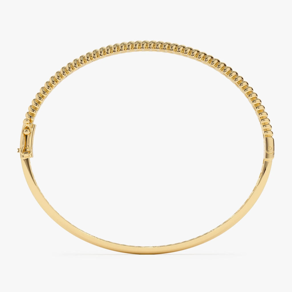 14K Solid Gold Wide Twist Design Bangle Bracelet