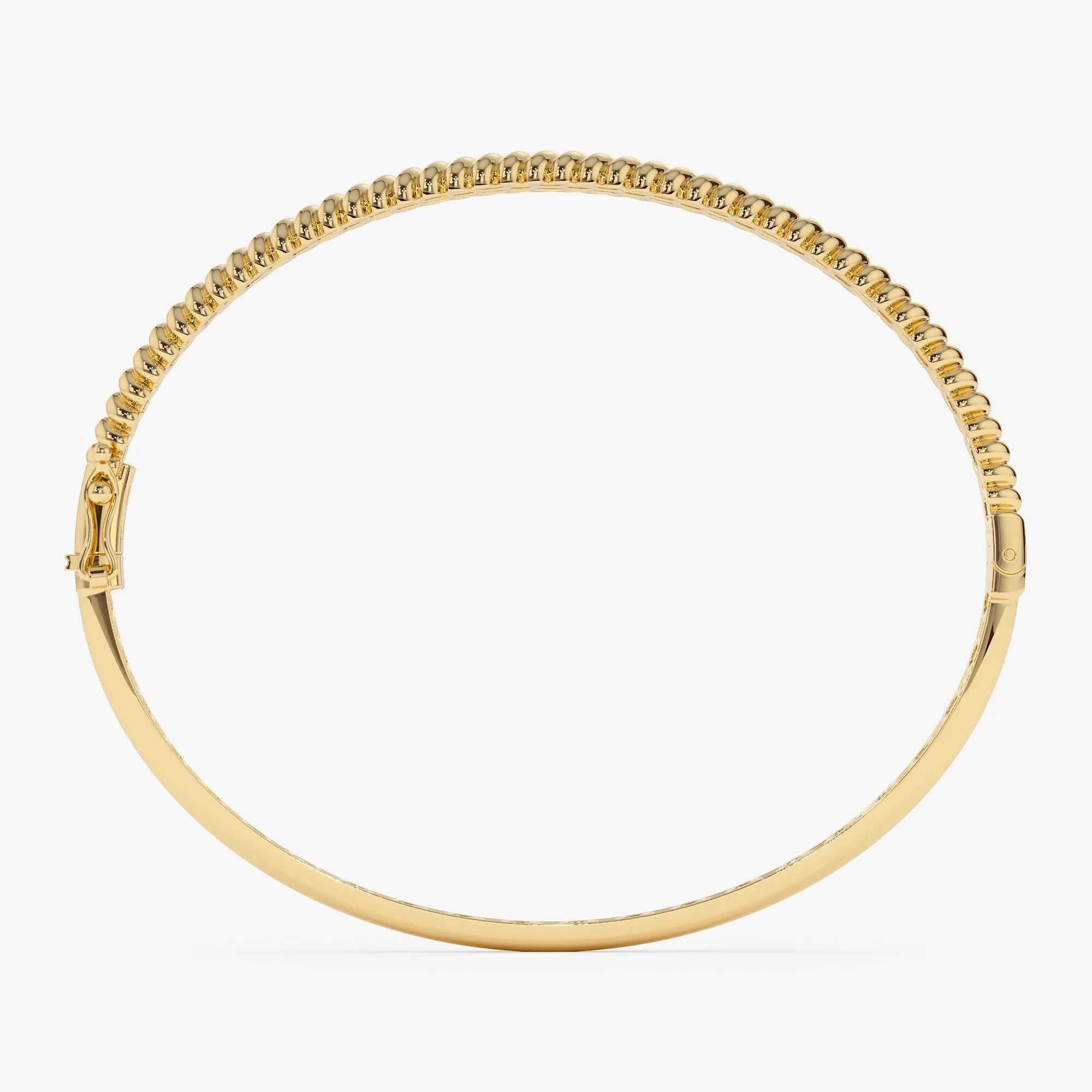 14K Solid Gold Wide Twist Design Bangle Bracelet