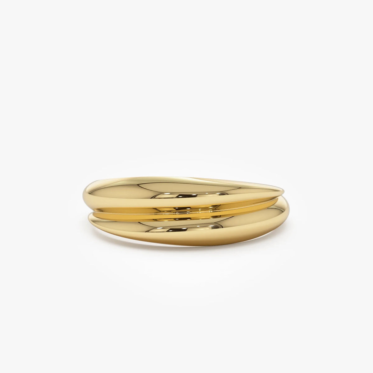 14k Solid Gold Dome Dual Band Stackable Statement Ring