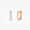 14k Gold Diamond Baguette Cut Channel Setting Hoop Earrings 0.45 ctw