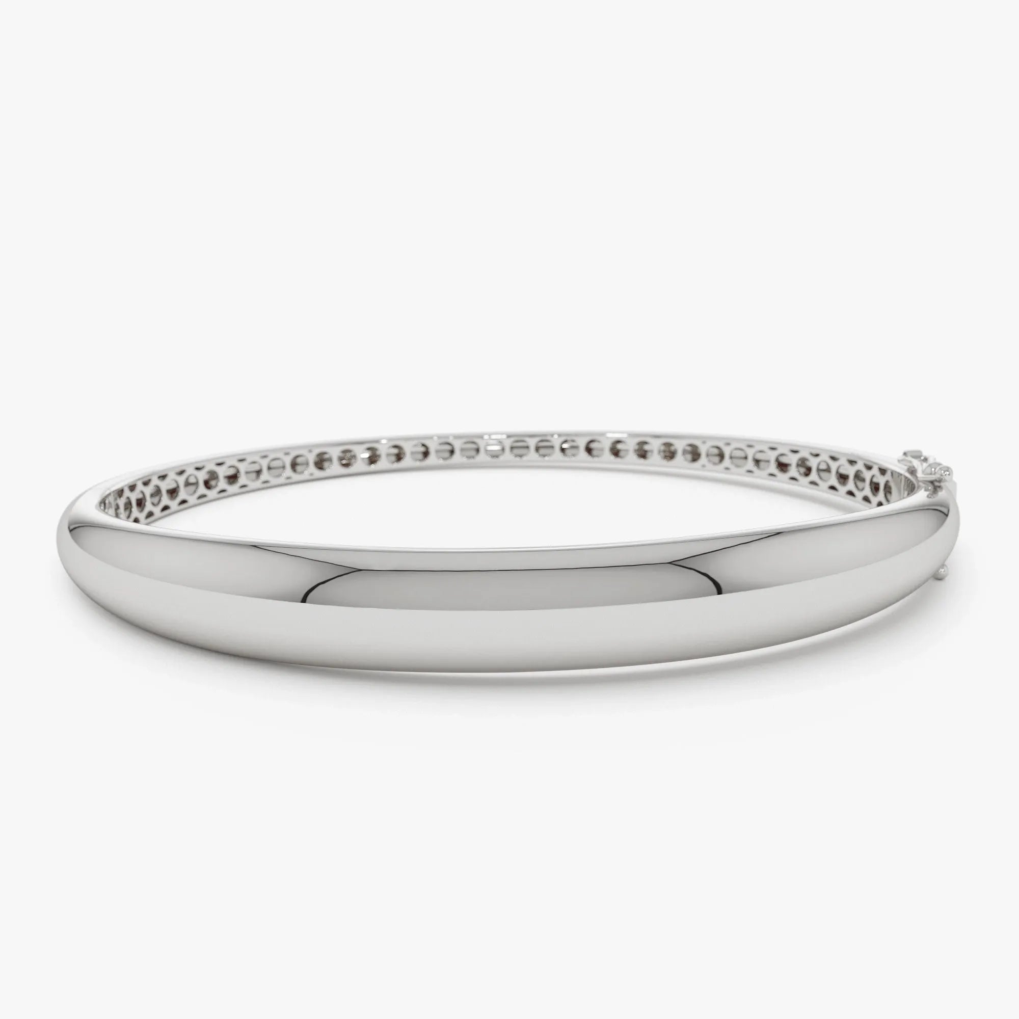 14K Solid Gold Wide Classic Dome Bangle Bracelet
