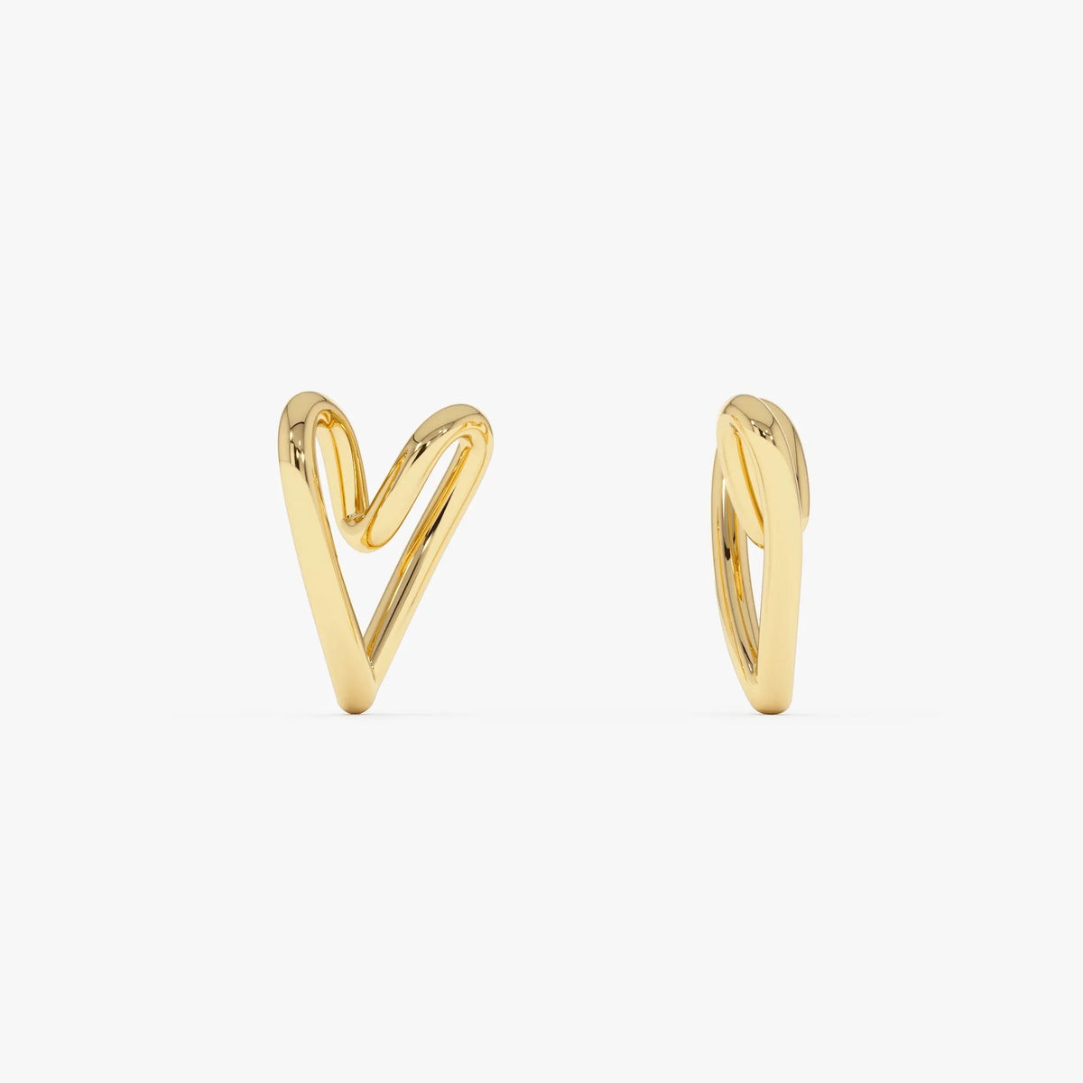 14k Solid Gold Abstract Open Heart Pendant Necklace