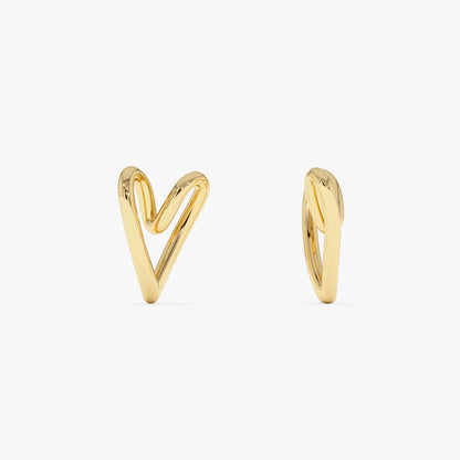 14k Solid Gold Abstract Open Heart Pendant Necklace