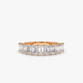 14k Gold 1.01 CTW Emerald Cut Diamond Prong Set Wedding Band