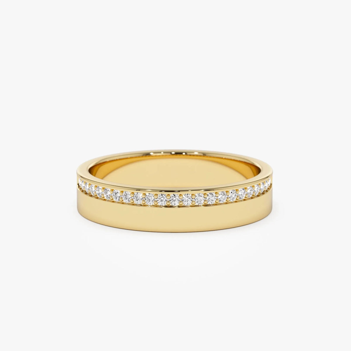14K Gold Round Diamond Half Eternity Wedding Band 4mm 0.12 Carat