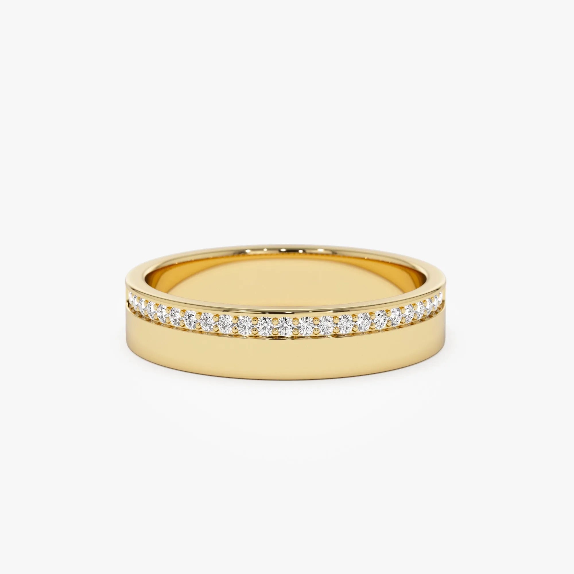 14K Gold Round Diamond Half Eternity Wedding Band 4mm 0.12 Carat