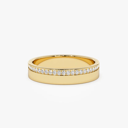 14K Gold Round Diamond Half Eternity Wedding Band 4mm 0.12 Carat