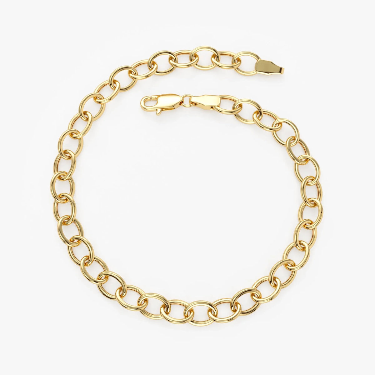 14k Yellow Gold Oval Link Cable Chain Bracelet