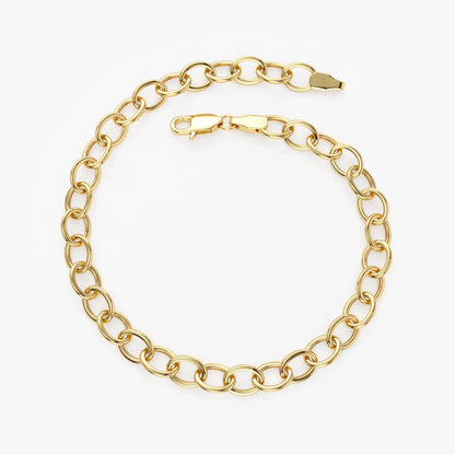 14k Yellow Gold Oval Link Cable Chain Bracelet
