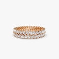 14k Gold 1.82 CTW Marquise Diamond Double Row Prong Set Ring
