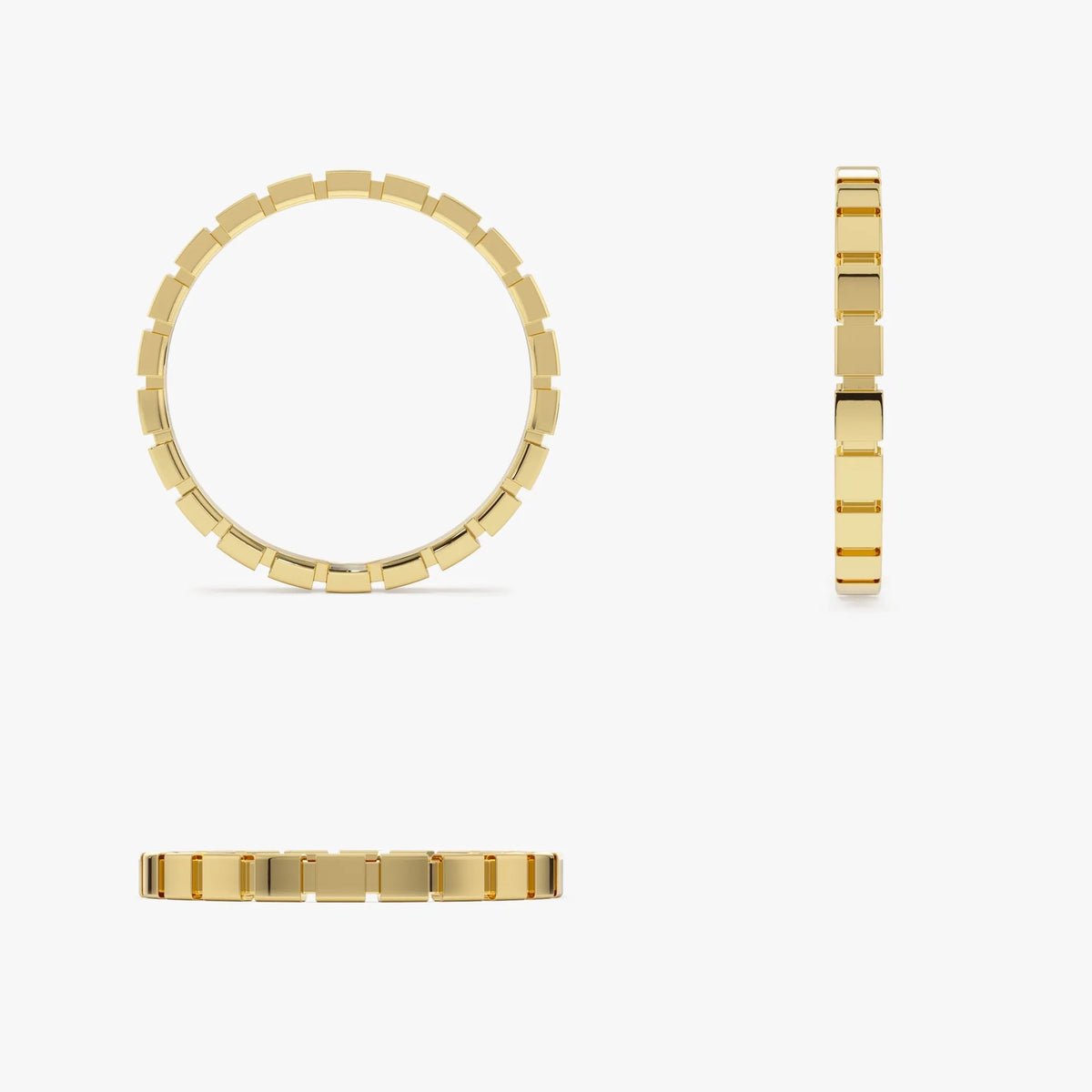 14k Solid Gold Geometric Square Stackable Band Ring