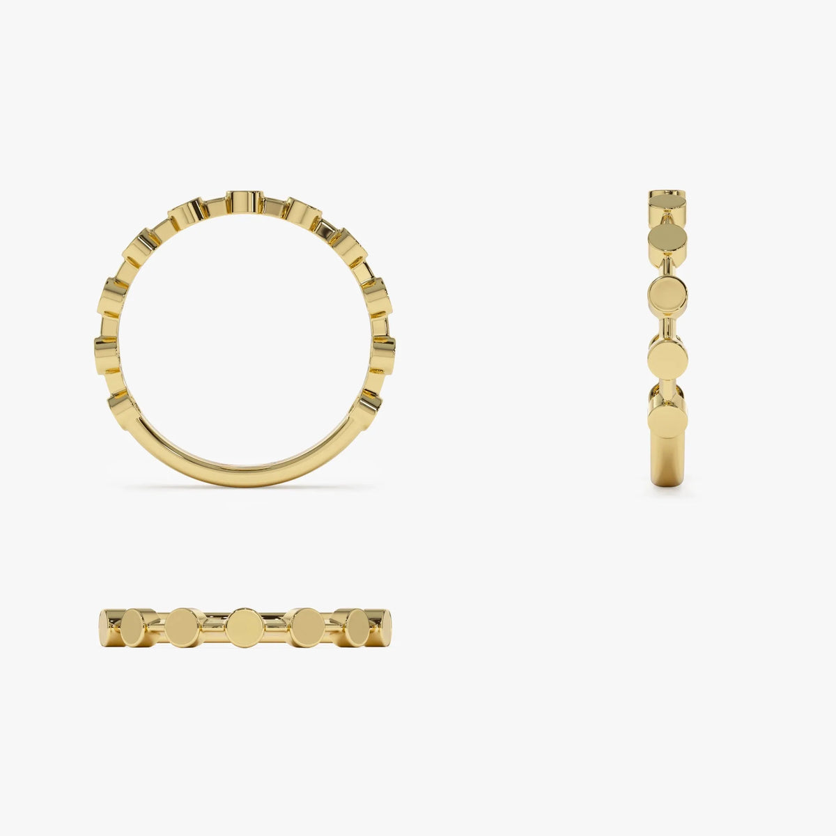 14k Solid Gold Round Circle Stackable Band Ring