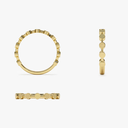 14k Solid Gold Round Circle Stackable Band Ring