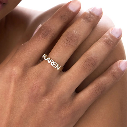 14K Gold Personalized Bold Nameplate Ring Custom Jewelry