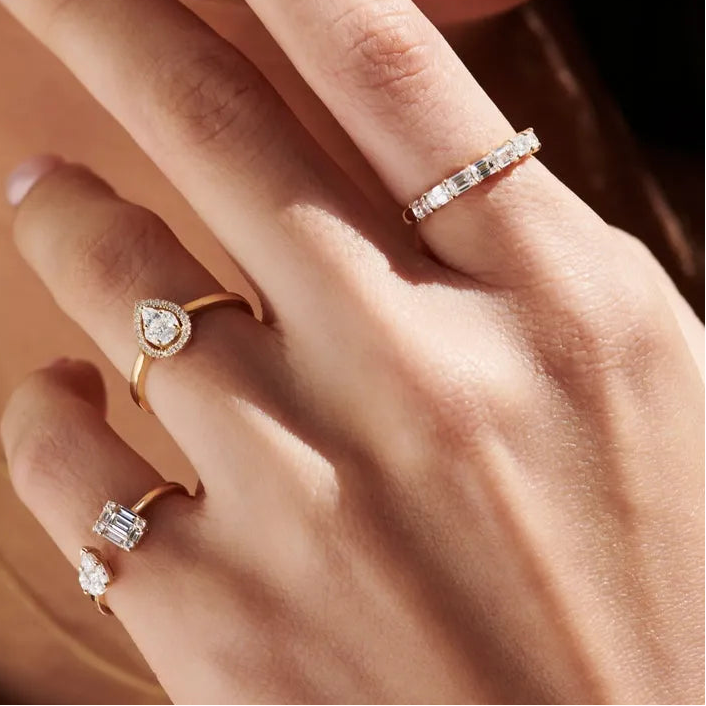 14k Gold Diamond Pear Shape Engagement Ring Illusion Set 0.35 ctw