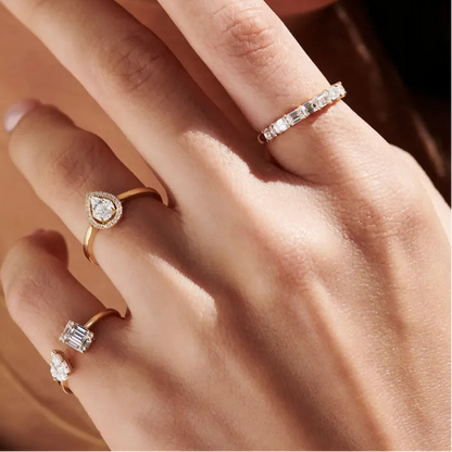 14k Gold Diamond Pear Shape Engagement Ring Illusion Set 0.35 ctw
