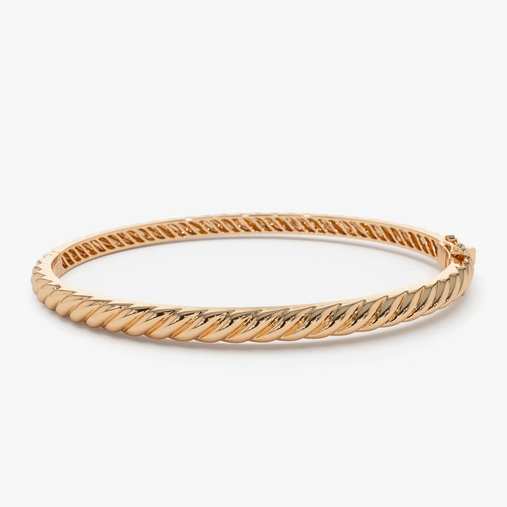 14K Solid Gold Twist Rope Cable Bangle