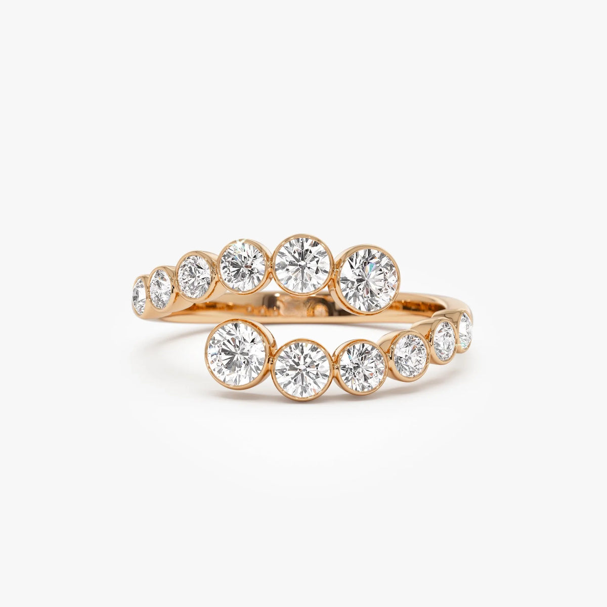 14k Gold Round Diamond 0.35 ctw Bypass Curve Bezel Setting Ring