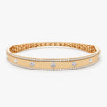 14K Solid Gold 2.00 CTW Round Diamond Flush Set Pave Edge Bangle
