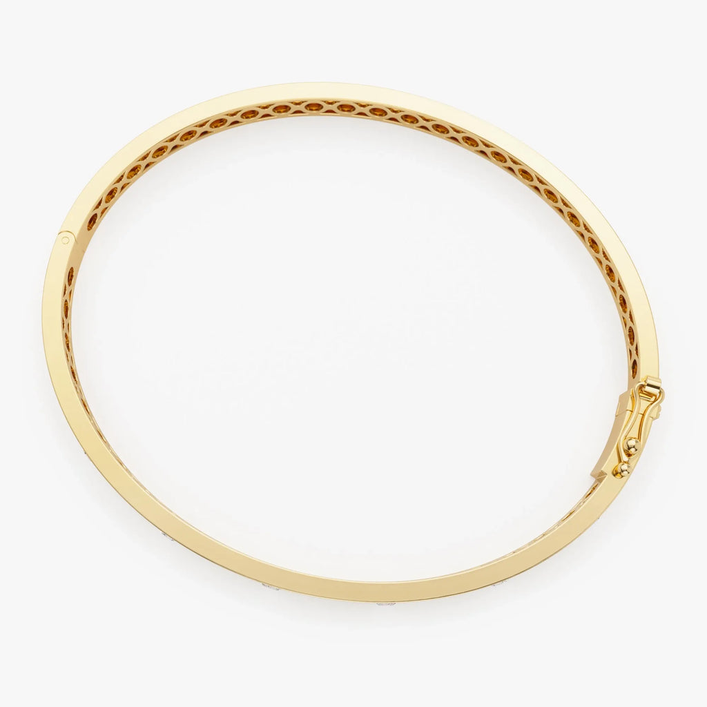14K Solid Gold 0.55 CTW Round Diamond 7 Stone Bangle