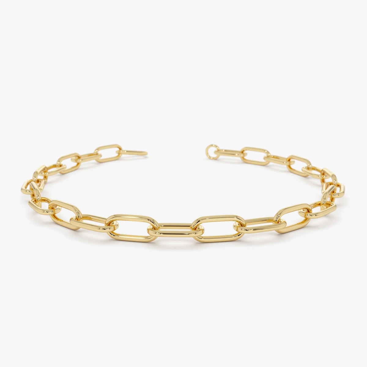 14K Gold 8mm Paperclip Link Chain Bracelet