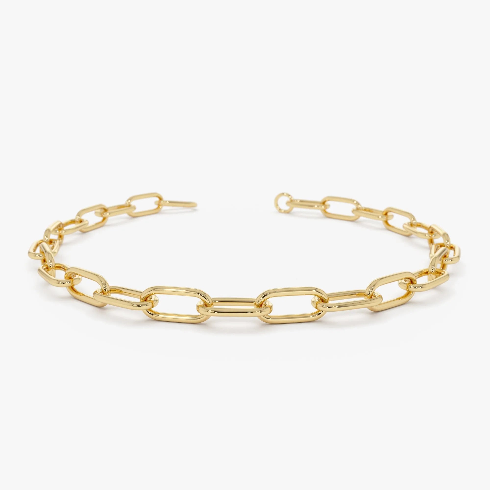 14K Gold 8mm Paperclip Link Chain Bracelet