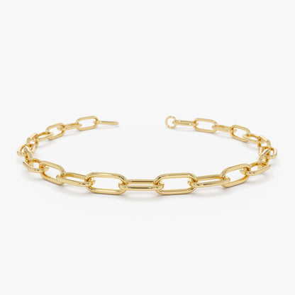 14K Gold 8mm Paperclip Link Chain Bracelet