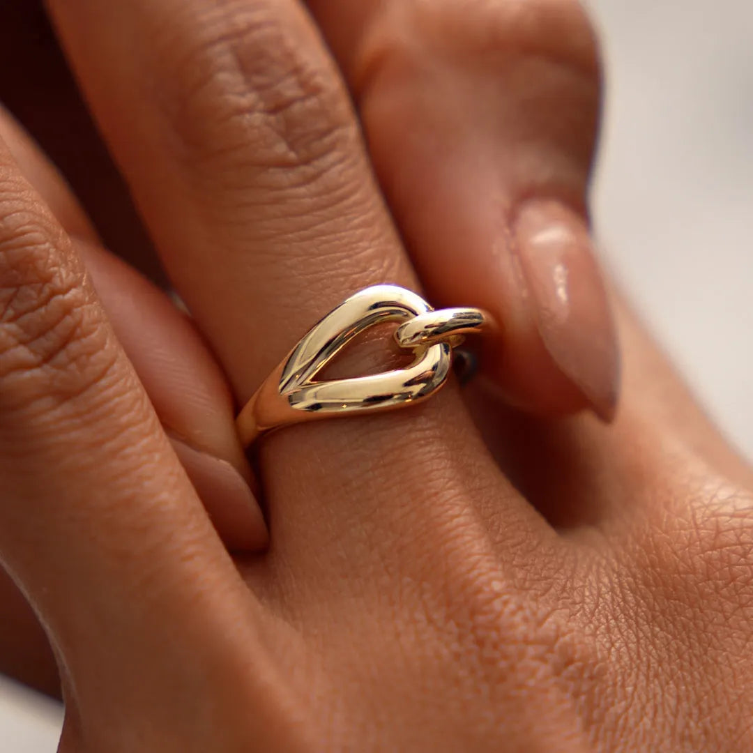 14k Gold Modern Knot Ring Wide Graduated Statement Band