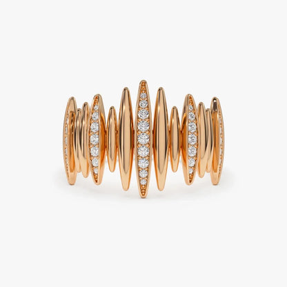 14K Solid Gold Round Diamond 0.28 Carat Spike Ring