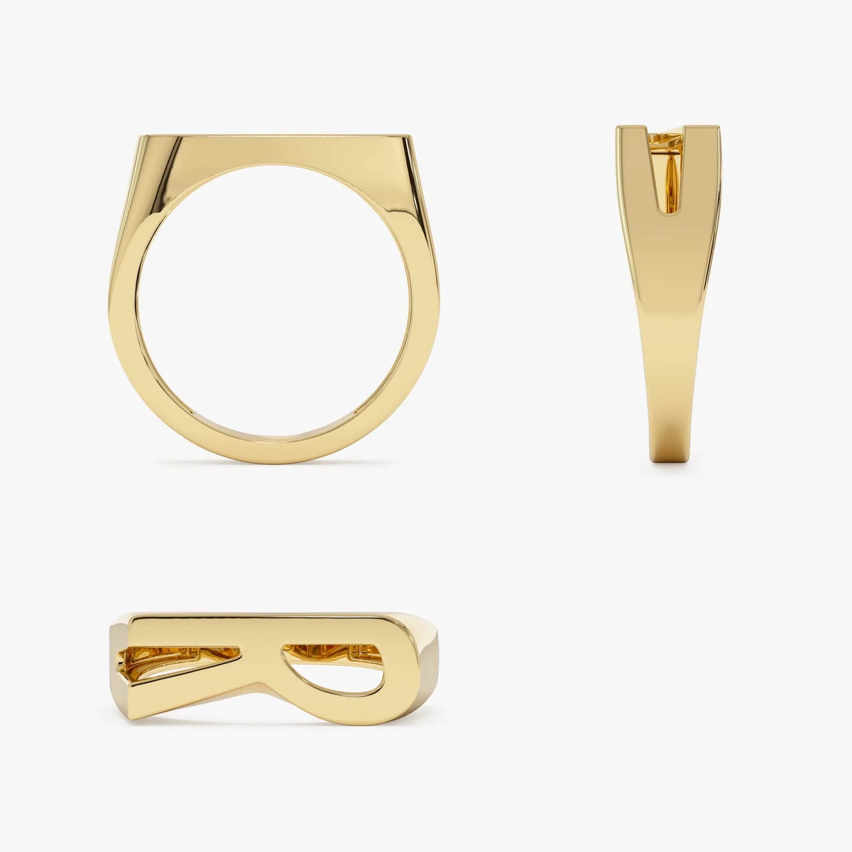 14K Gold Modern Abstract Personalized Initial Ring Custom Jewelry